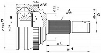 OPEN PARTS cvj525110 -  Шарнирный комплект, приводной вал